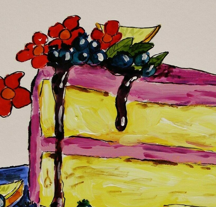 Original Bakery Sketch Cake Food Watercolor Impressionism