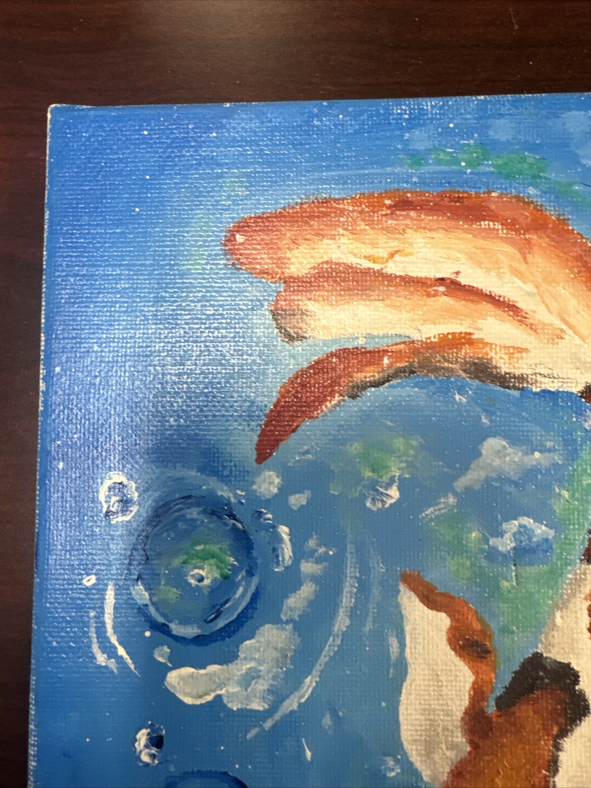 Koi Fish Hand Painted Signed (HK) !!Small Cut On The Painting!! 8×10