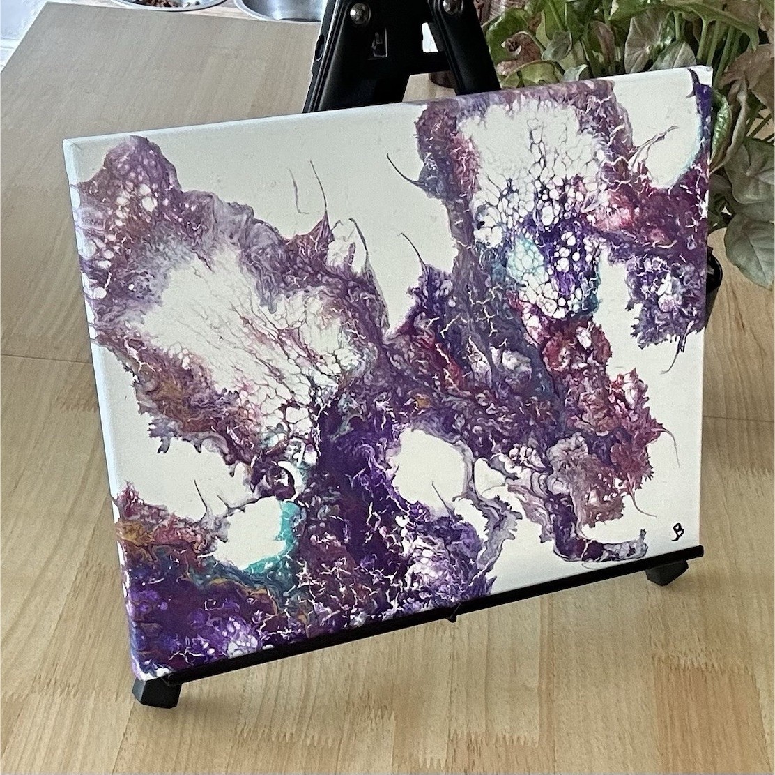Abstract Purple White Original Acrylic Painting on Canvas Signed