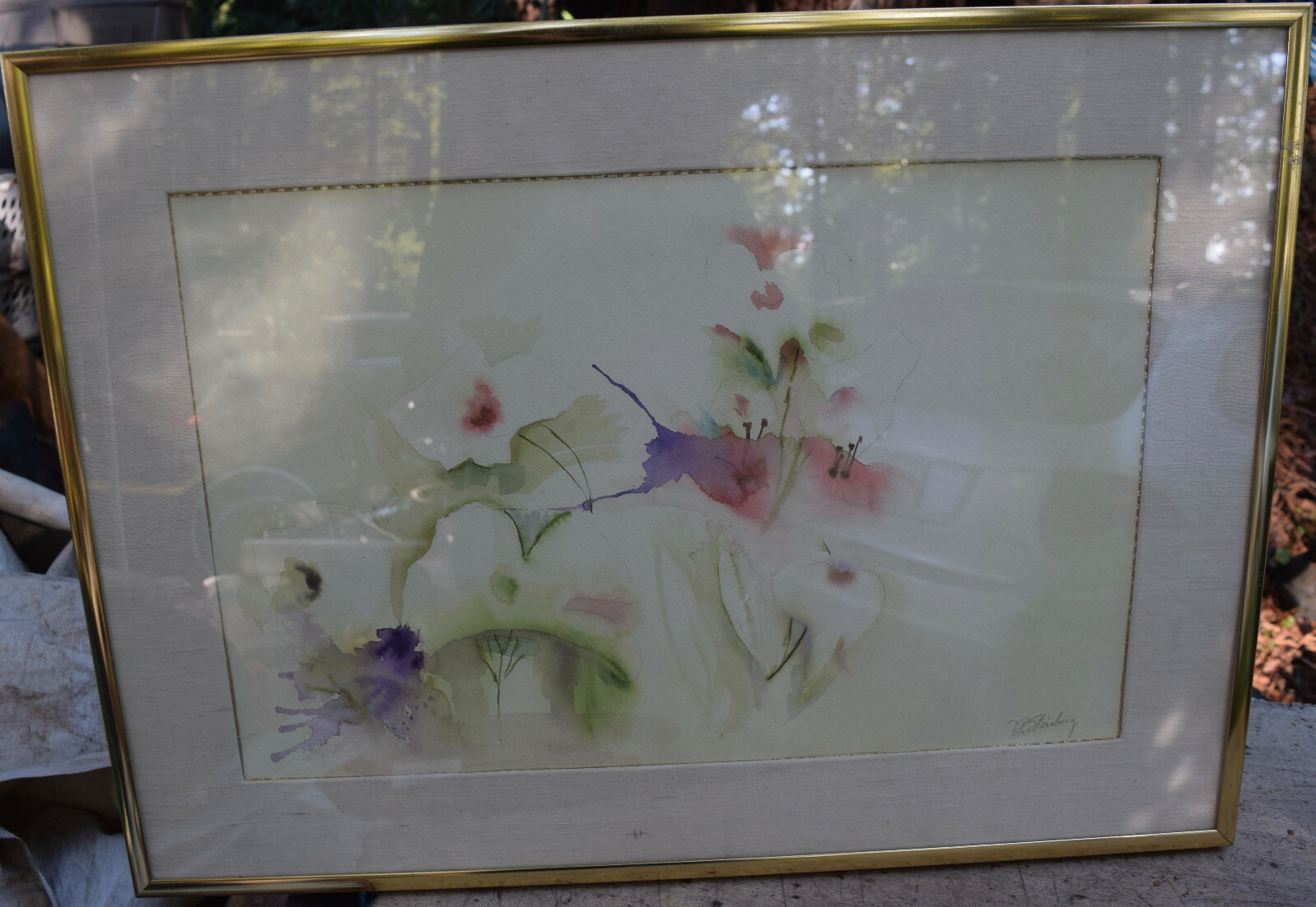 Listed artist Diane P. Steinberg Floral Watercolor, Signed, Inscribed