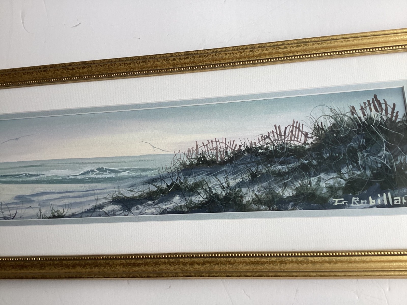 Gerald Robillard Rhode Island Artist Long Ocean View Watercolor