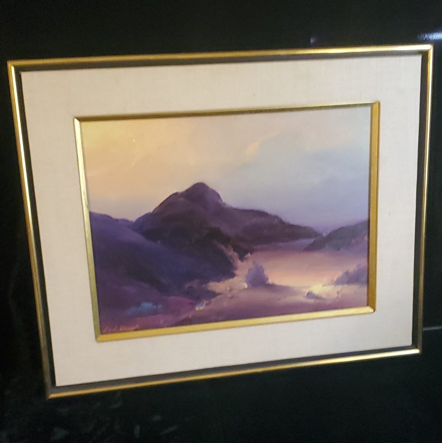 Earl Daniel Signed Matted Framed Impressionist Mountain Landscape Painting 22×18