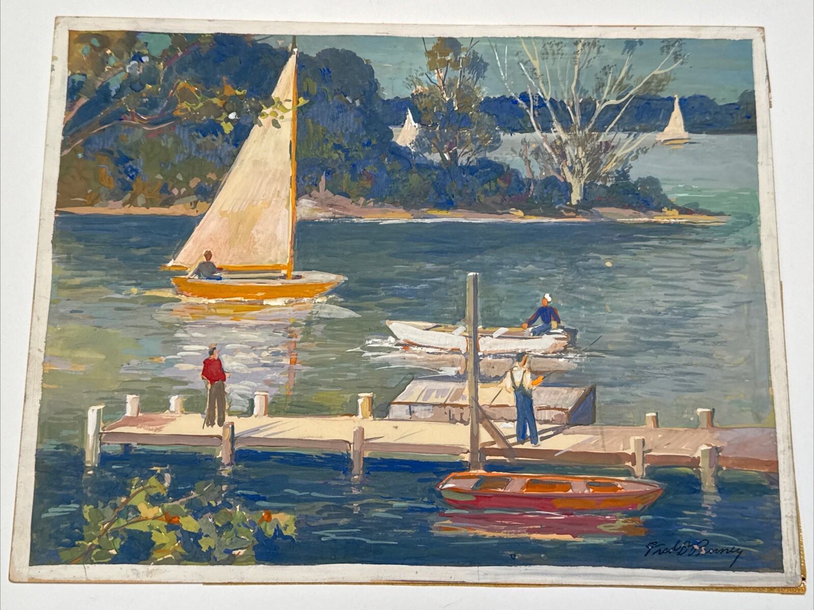 Antique Painting American Regionalism White Lake Michigan Listed Fred Penney