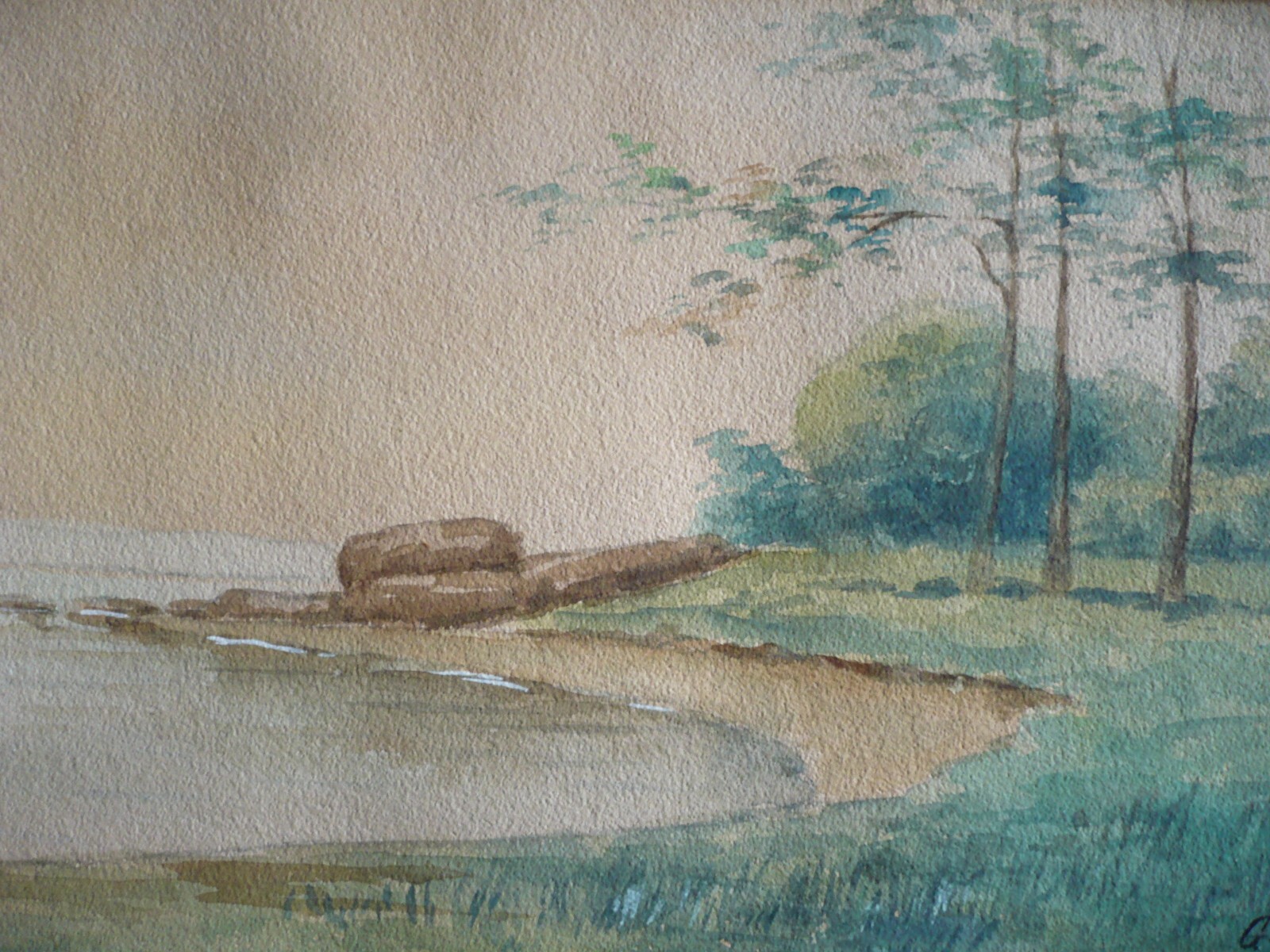 GEORGE MORTON, LISTED BRITISH ANTIQUE OLD WATERCOLOR LANDSCAPE 1900 era PAINTING