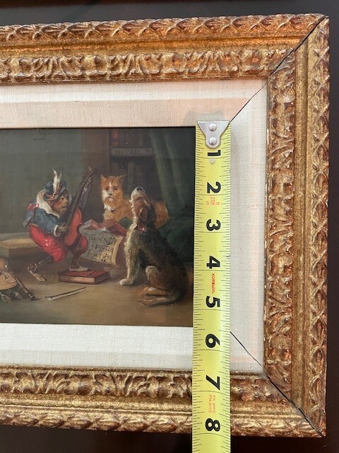 Early Oil Painting Pair, Monkey & Dogs – Animal Antics, Signed