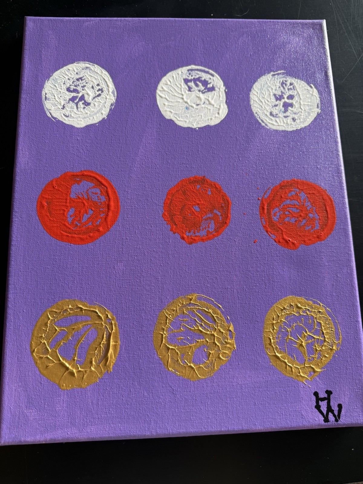 Spheres IV – abstract acrylic on canvas – 14” x 11” – Harlan Whatley