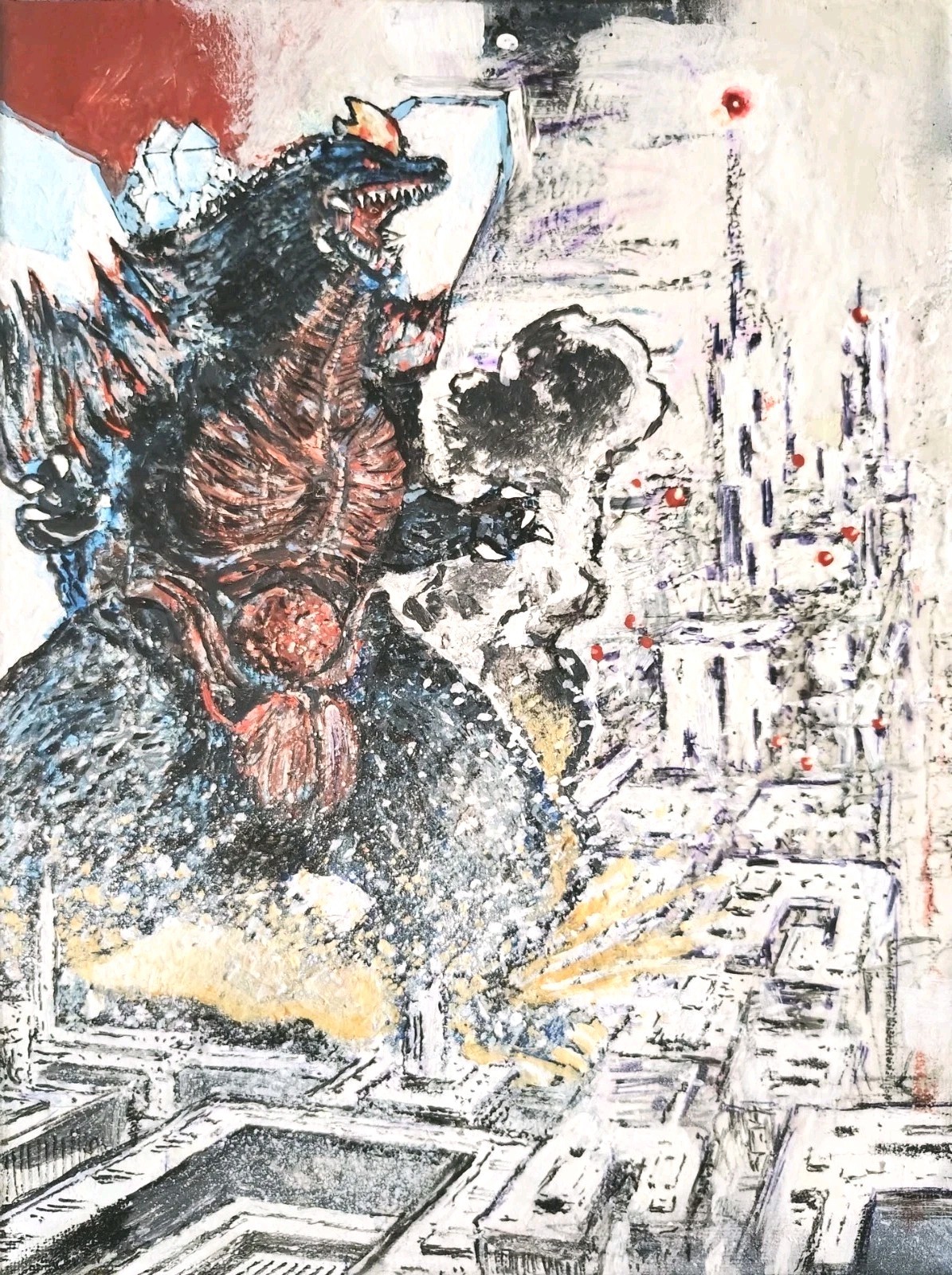 12 inch x 9 inch x 5/8 of an inch – SpaceGodzilla Painting by A. Avila