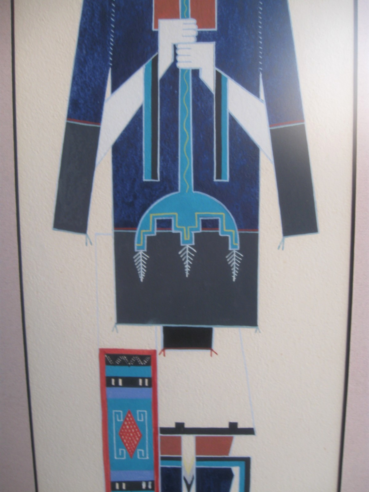 Native American Cochiti Manuel Chavez «OW U TE WA» Flute Dancer painting 1964