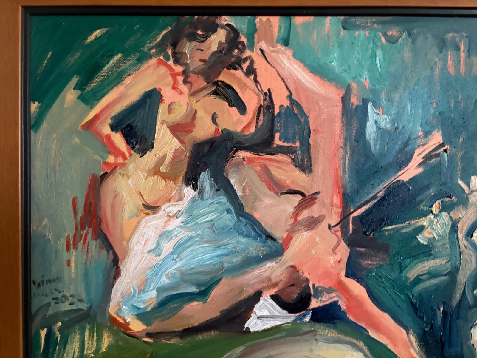 Expressionism Fauvist Figures In Landscape Oil Painting On 18”x24” Canvas BVC