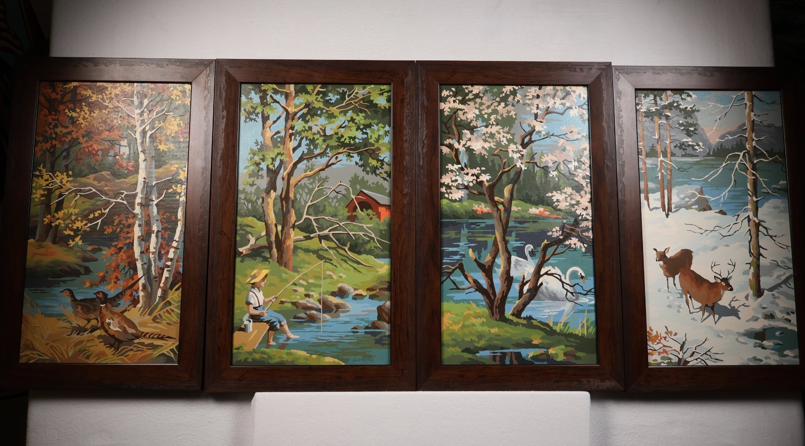 Vintage Paint by Number «Four Season» Series Framed Set of 4 1960s Craft Master