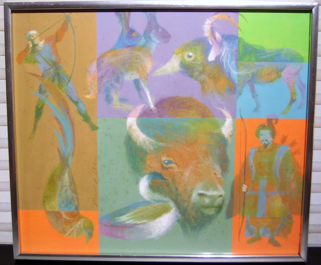 Vintage Original Mixed Media Painting Mid Century Modern 1960s Art Robert J. Lee