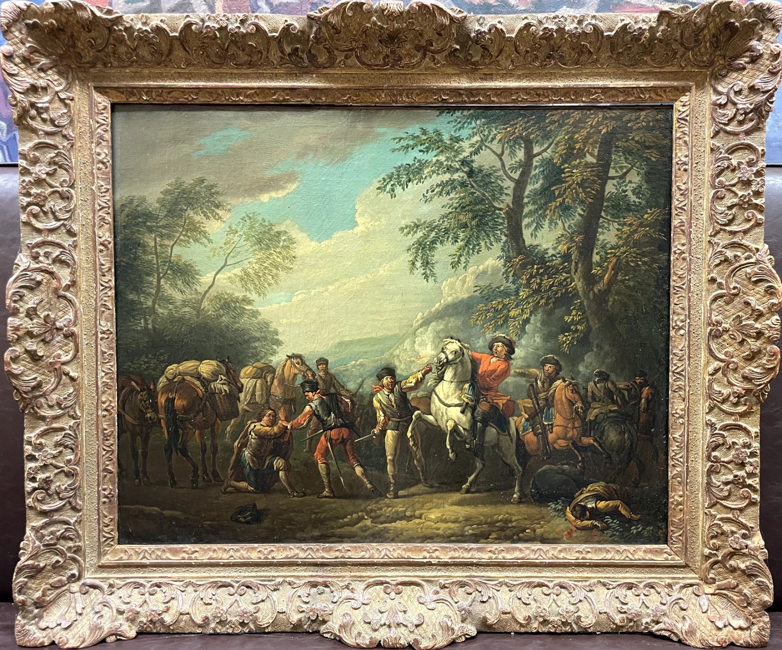 Pieter van Bloemen (1657-1720) «Scene of a gang of robbers during a raid»
