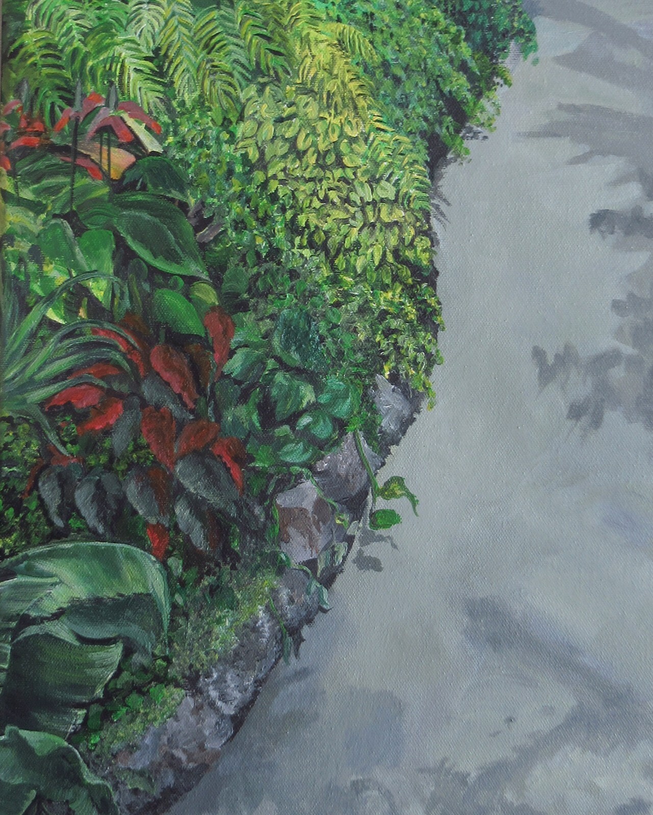 Greenhouse, Garden, Plants, Flowers, 24″ x 36″ Painting on canvas, Original art