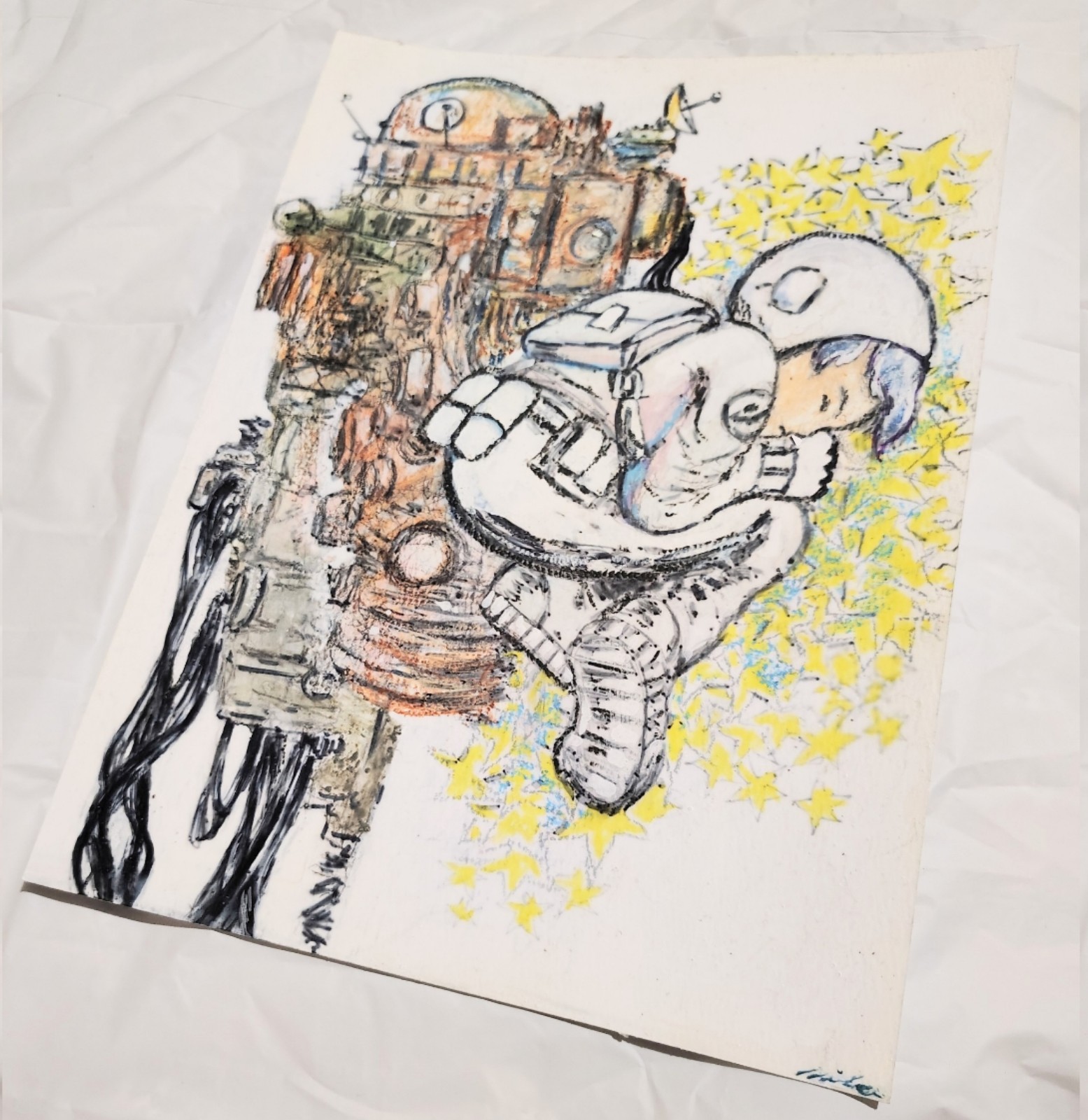 9 inch x 12 inch – Sci-fi Mixed-Media Drawing – NO FRAME by A. Avila