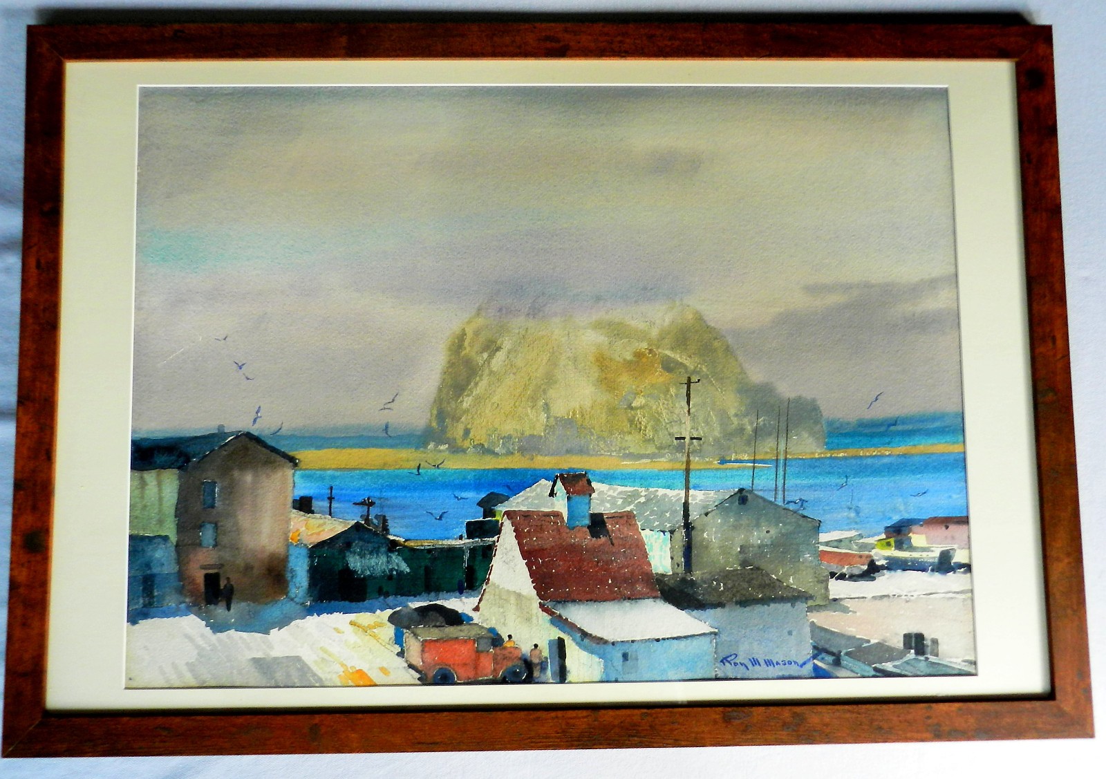 Roy M Mason Marro Bay California Mid -Century Watercolor Painting