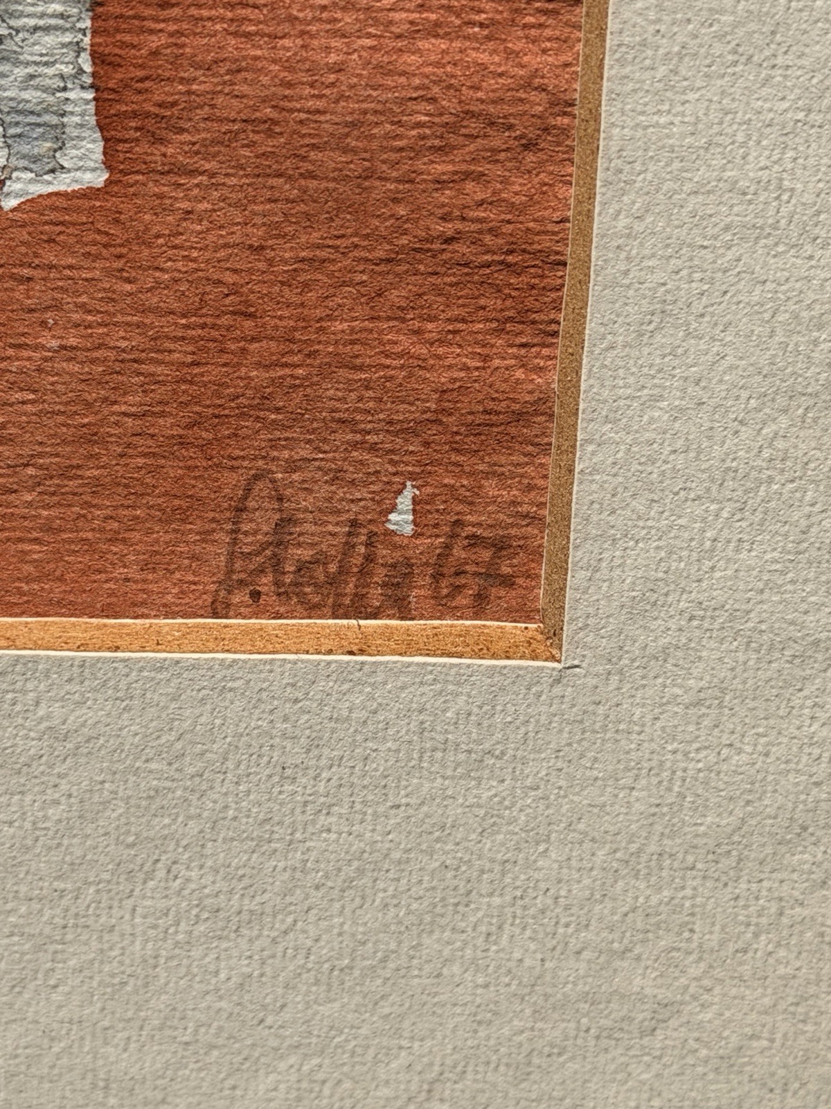 Illegibly Signed 1967 Figural Abstract Expressionist Watercolor Painting