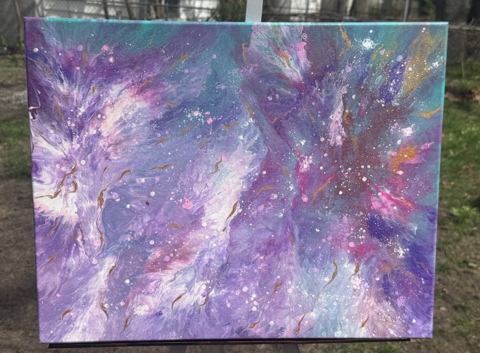 High end artwork 16×20” Acrylic On Canvas. Titled Galaxy Burst. Signed.