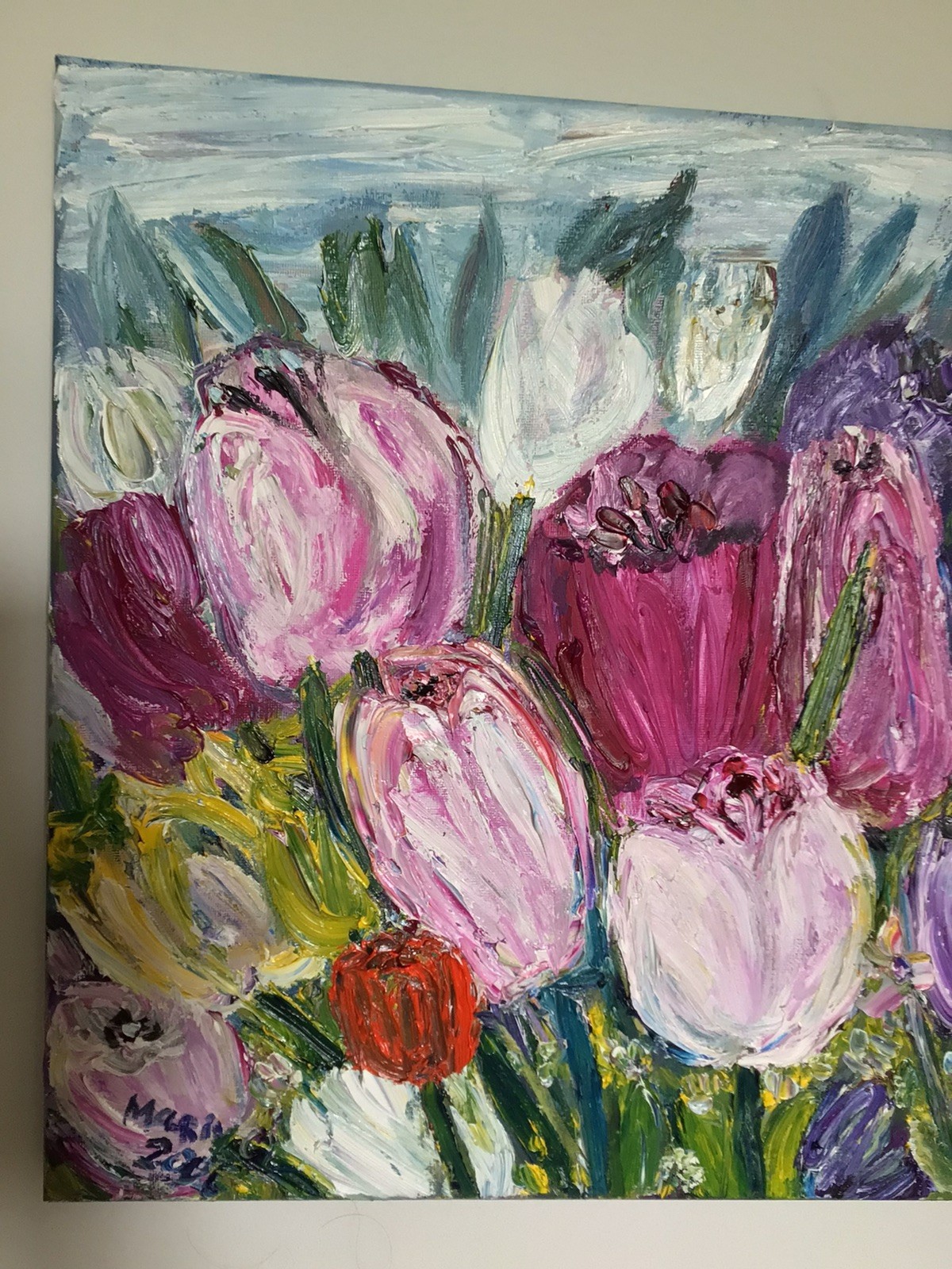 Tulips garden 2. Original Oil Pairing