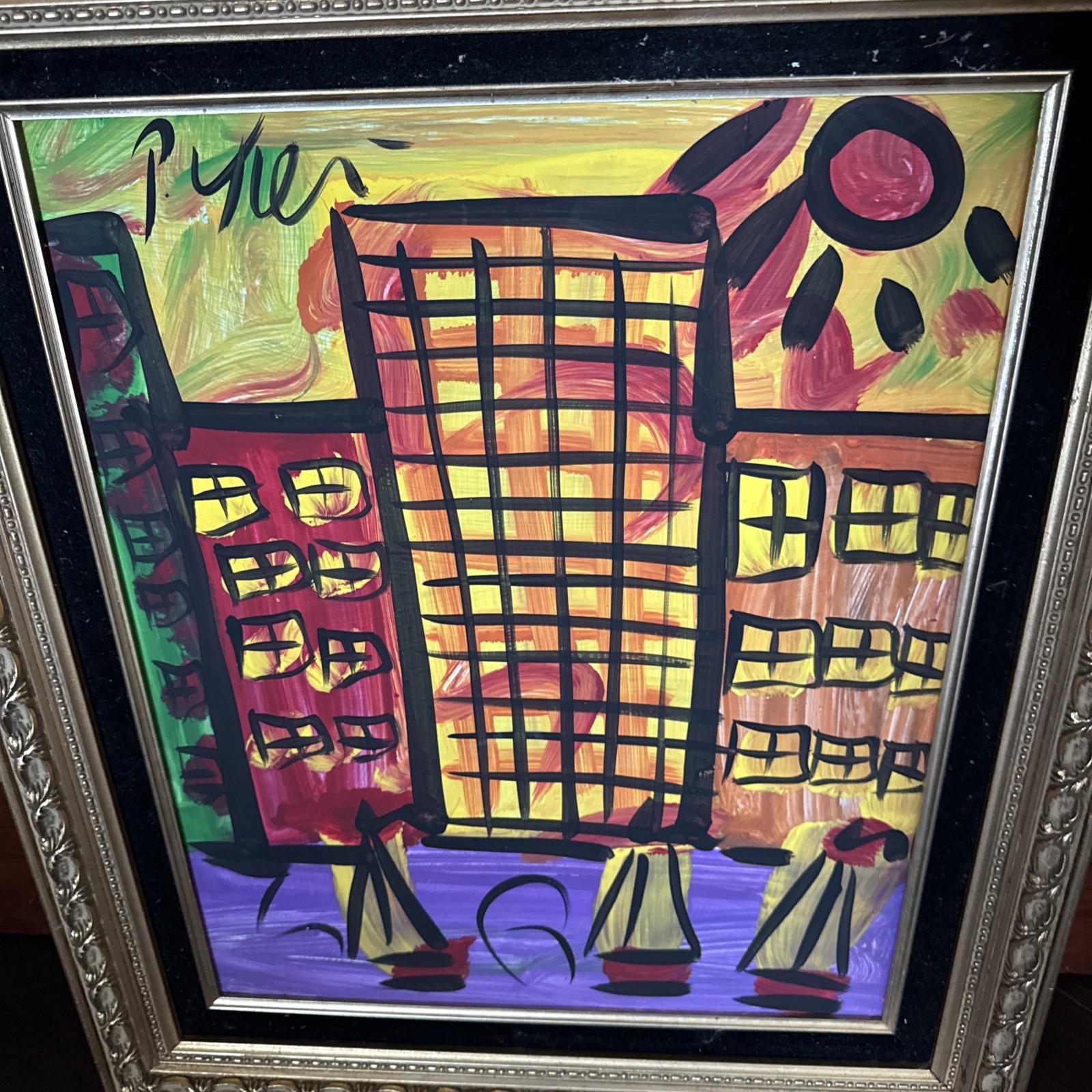 Peter Keil Abstract NYC Buildings Painting COA 26” X 22”