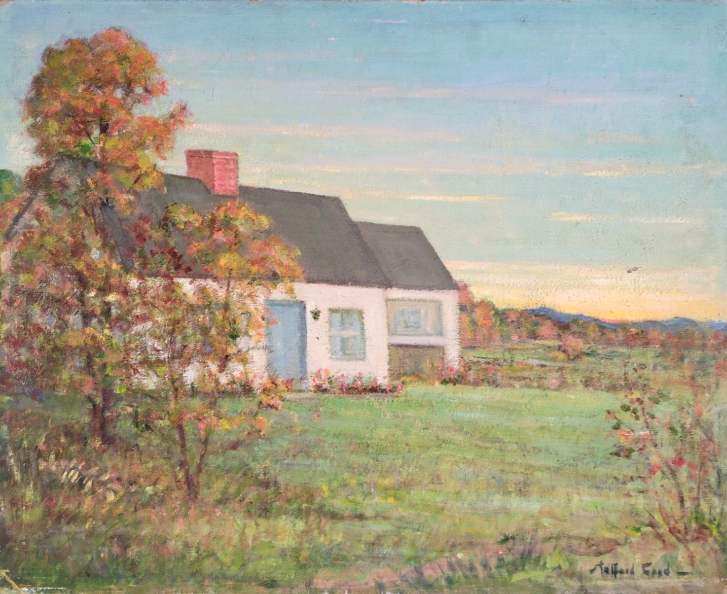 Bernard Stafford Good (1893-1969) Impressionist Oil Painting Art Deco Cottage