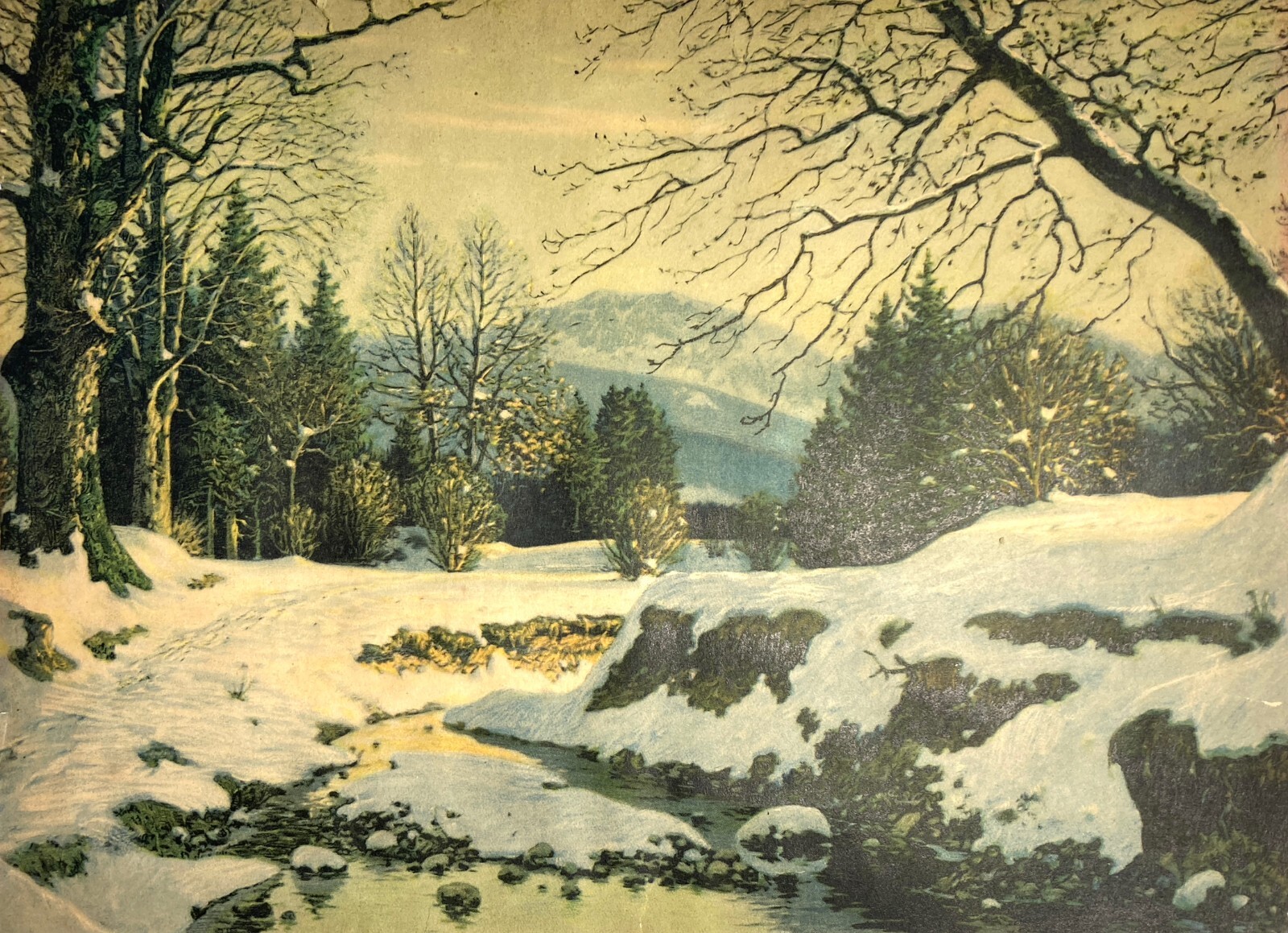 Fritz Muller Landeck The Promise of Spring VTG 1929 Color Lithograph Painting