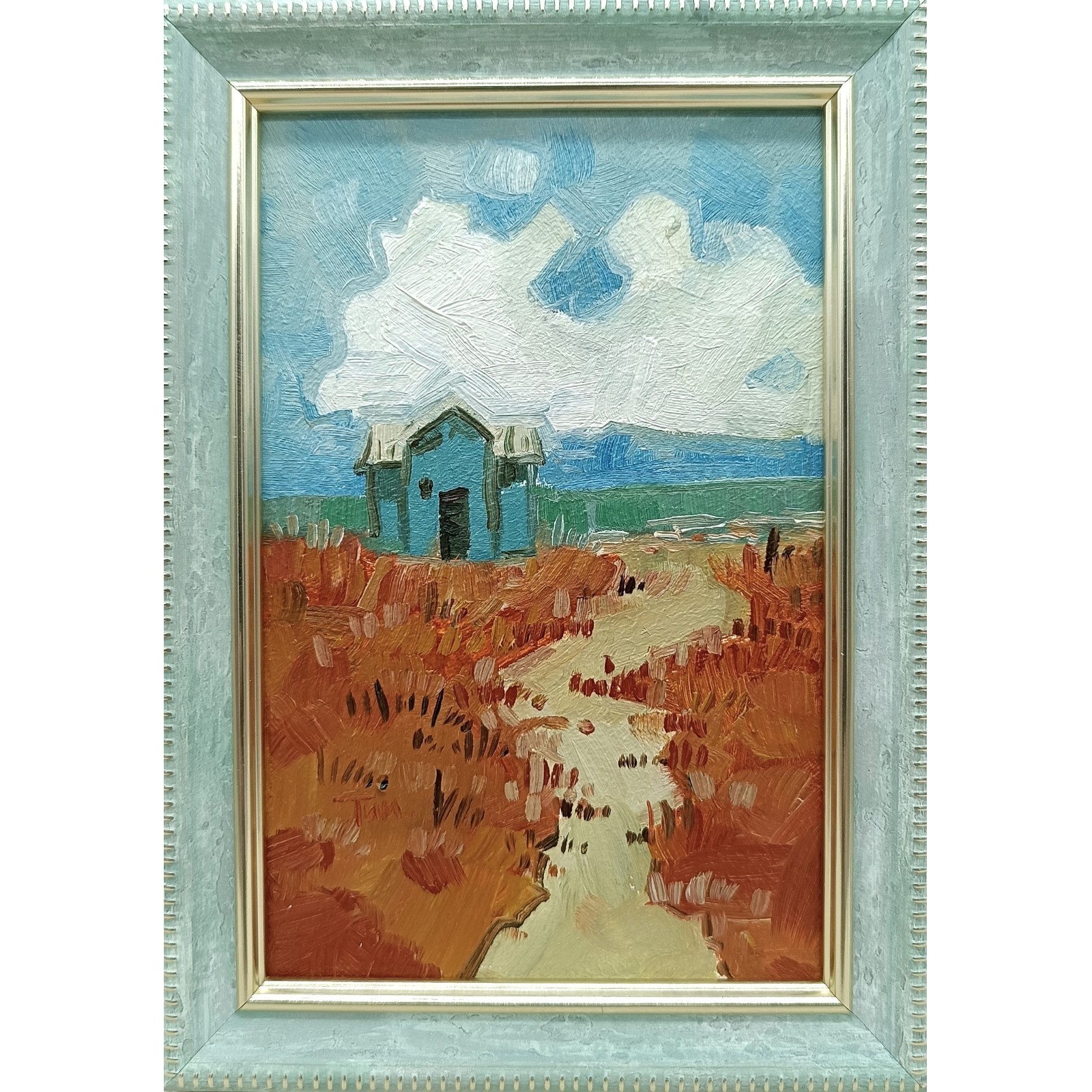 Autumn nature Oil painting Original art Rural landscape meadow 4 x 6 inches