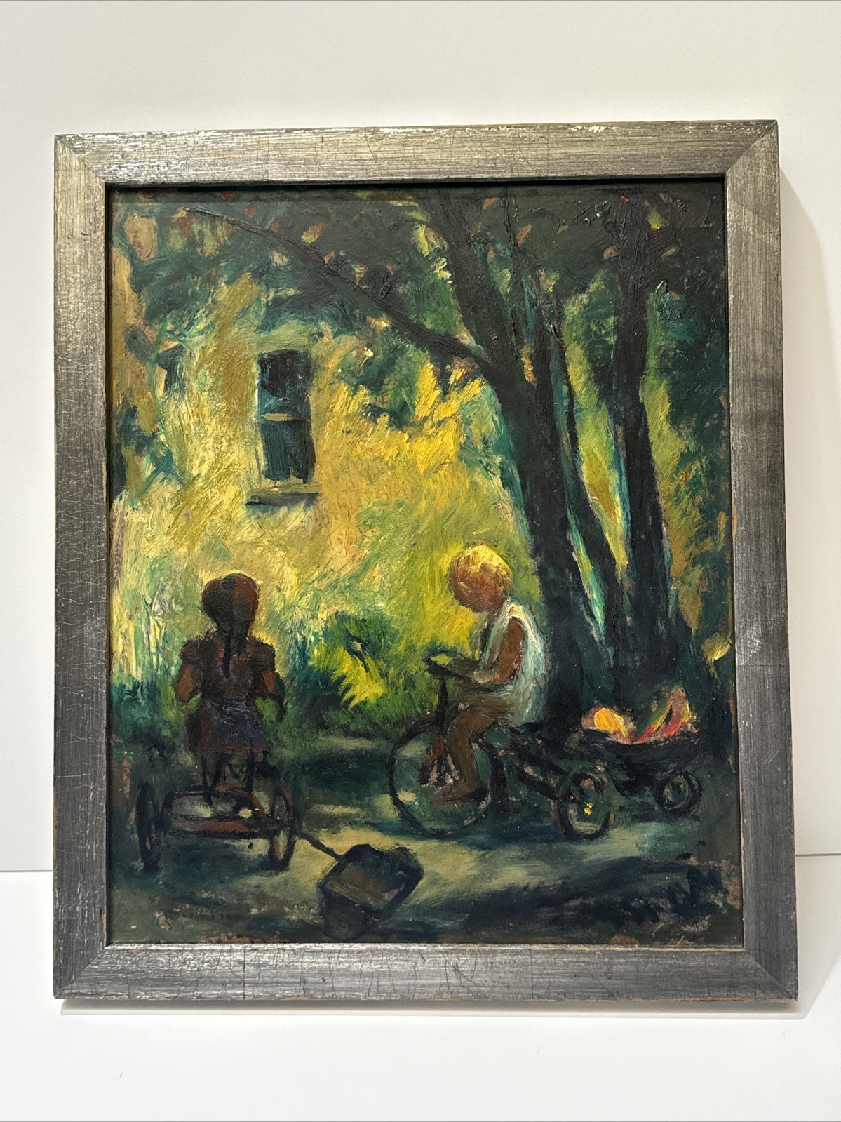 ANTIQUE PAINTING PORTRAIT EDGAR KIECHLE IMPRESSIONIST WPA ARTIST AFTER SCHOOL