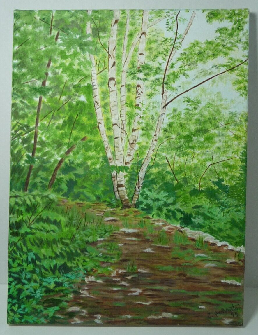 Oil Painting 16×12 Landscape By Catherine Johnston Path Amongst The Green 1999