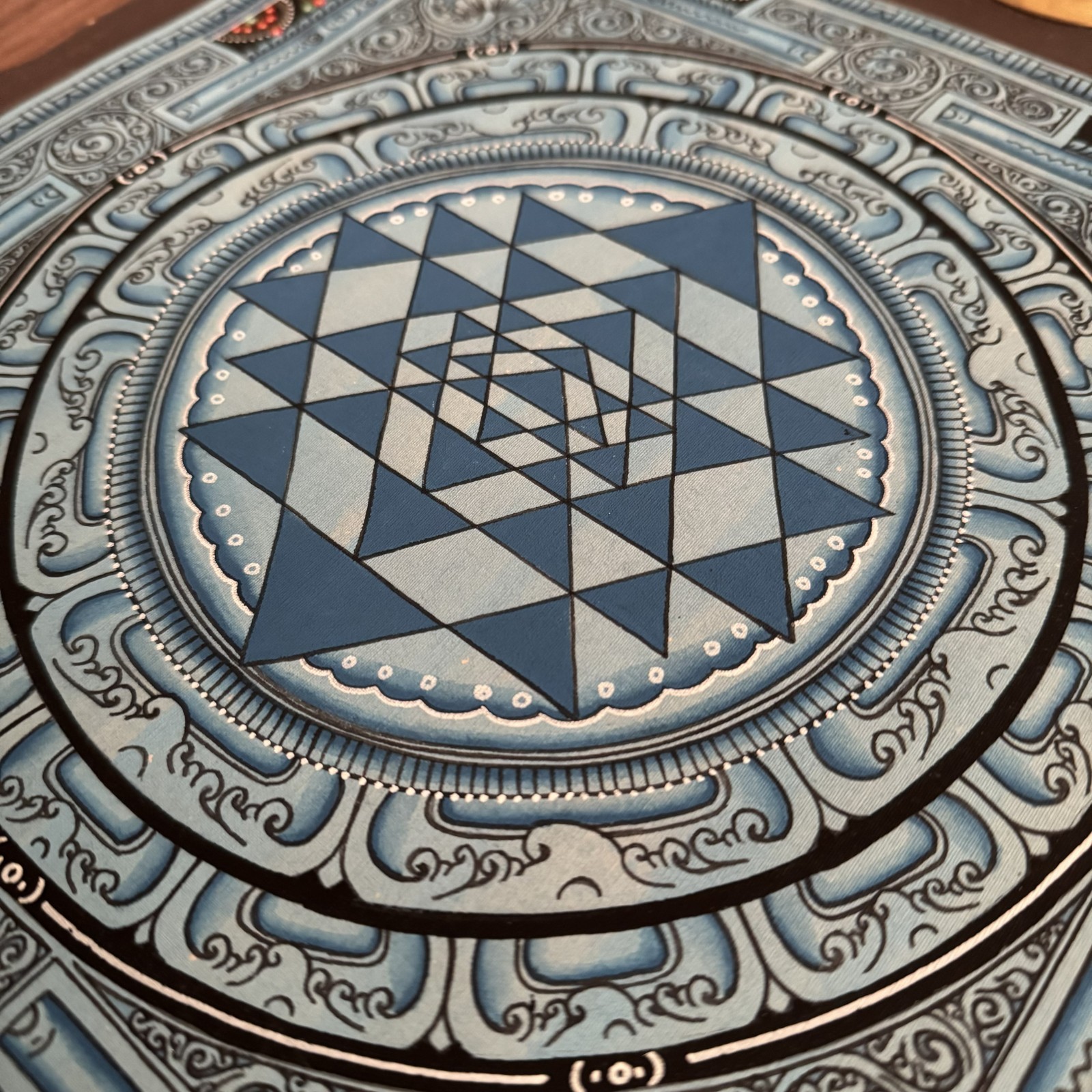 Shree Yantra Mandala, Shri Yantra Thangka Painting for Meditation and Good