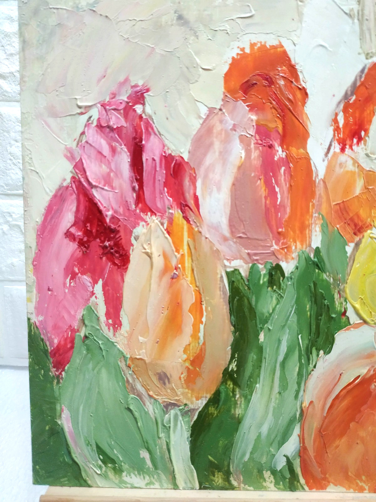 Original oil painting Tulips Bouquet Flower Still life Artwork Floral art 8.5x9O