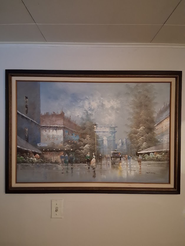 Mid century acrylic painting of Paris in winter by Wilson!! Make an offer!!