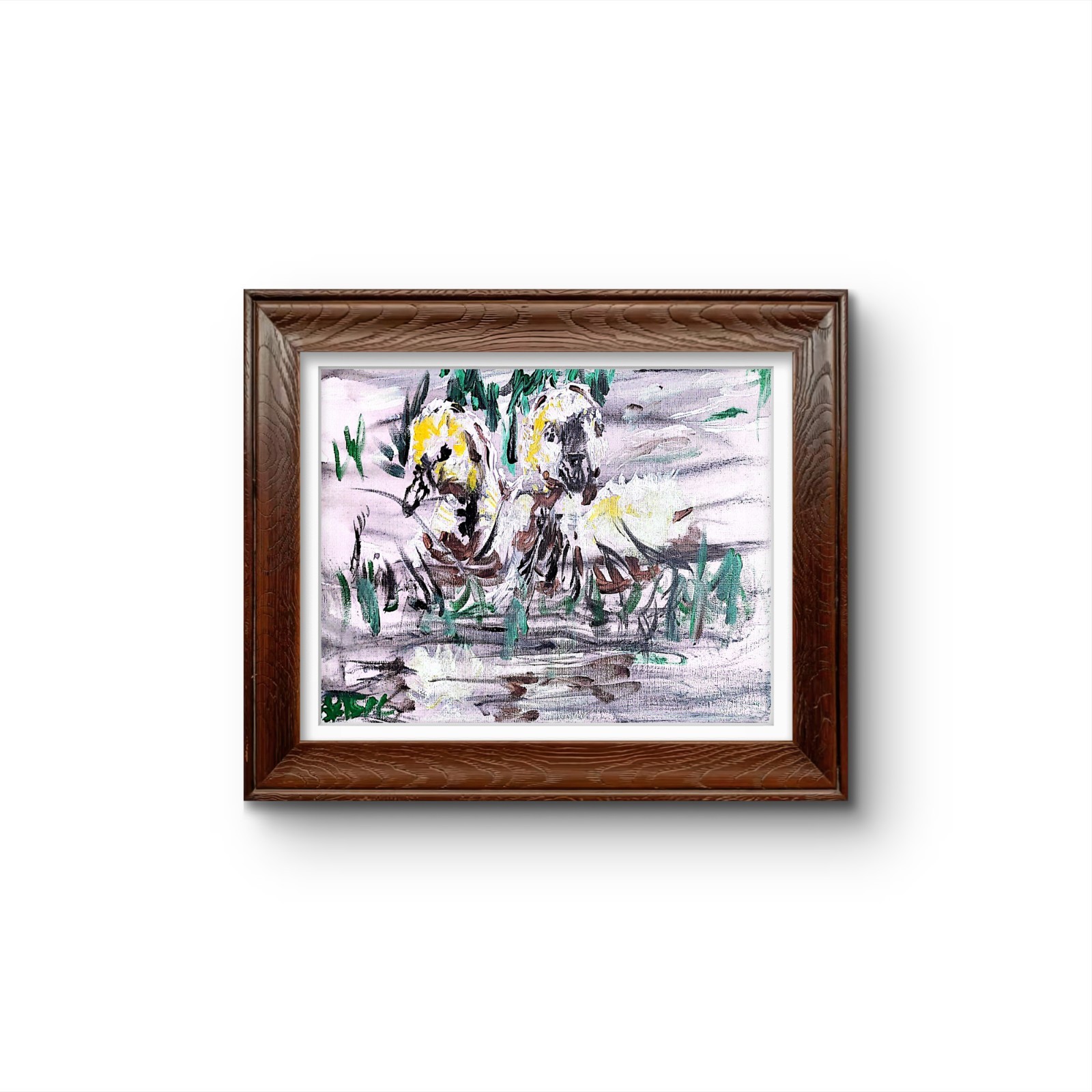 Duck In Water Contemporary Expressionist Original Painting