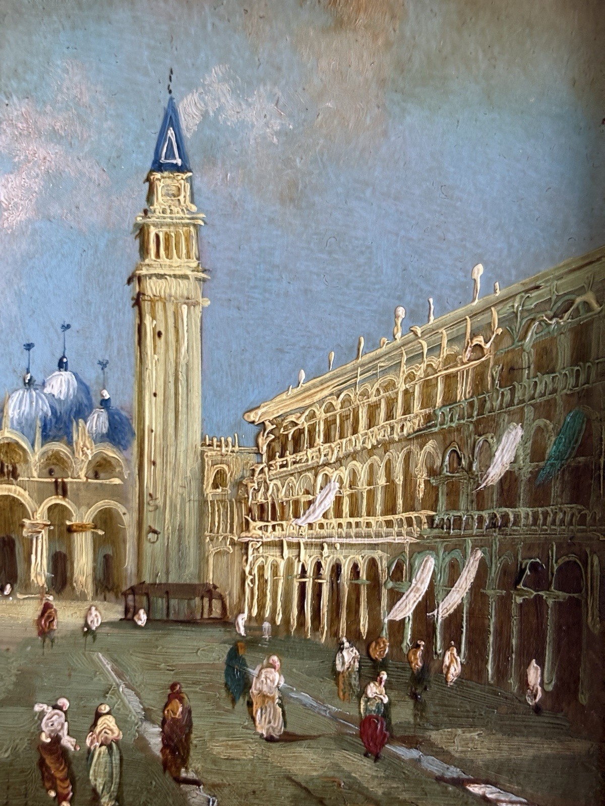 Antique Miniature Oil On Copper Painting Signed DEYER P. San Marco Venice Italy