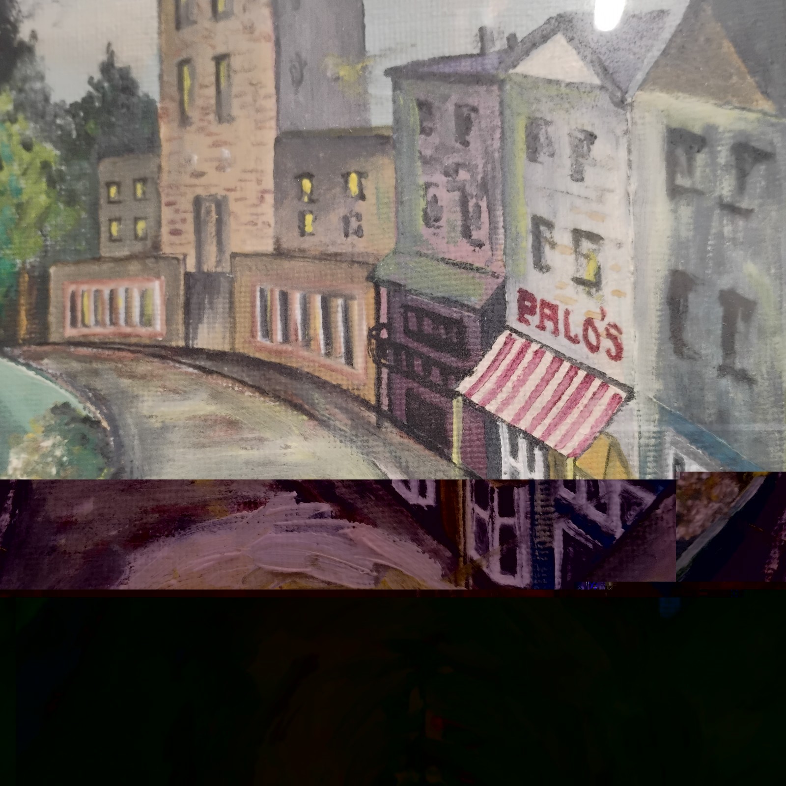 VTG Expressionist Gouache On Paper Painting French Street Scene Unsigned 18X14