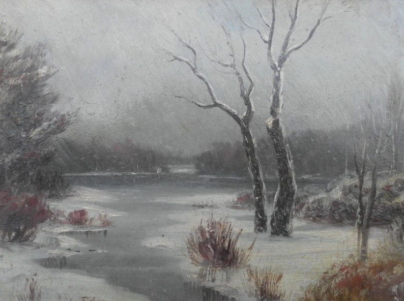 JOHN COLIN FORBES (1846-1925) ORIGINAL OIL PAINTING WOODED LAKESIDE SCENE SIGNED
