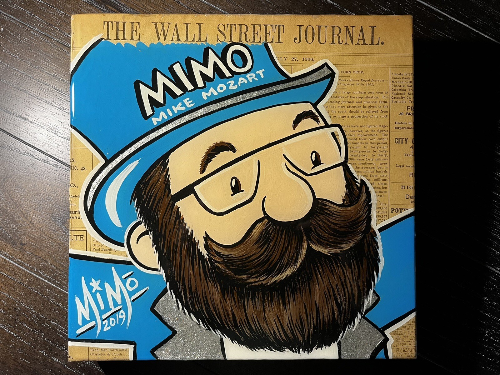 Mike Mozart “Mimo” 1 Of 1 Self Portrait Original Painting 1 X 1