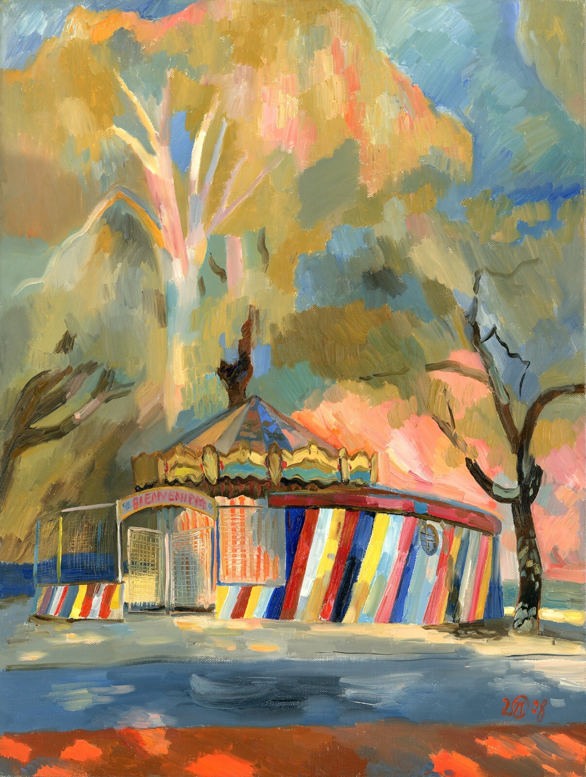 Olga Prokopenko ORIGINAL Oil Painting Calesita Carousel Buenos Aires Wall Art