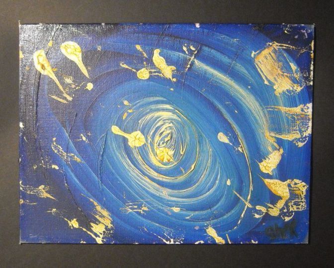 OUTER SPACE 1967 * ORIGINAL OIL PAINTING * signed SWK * cosmic abstract vortex