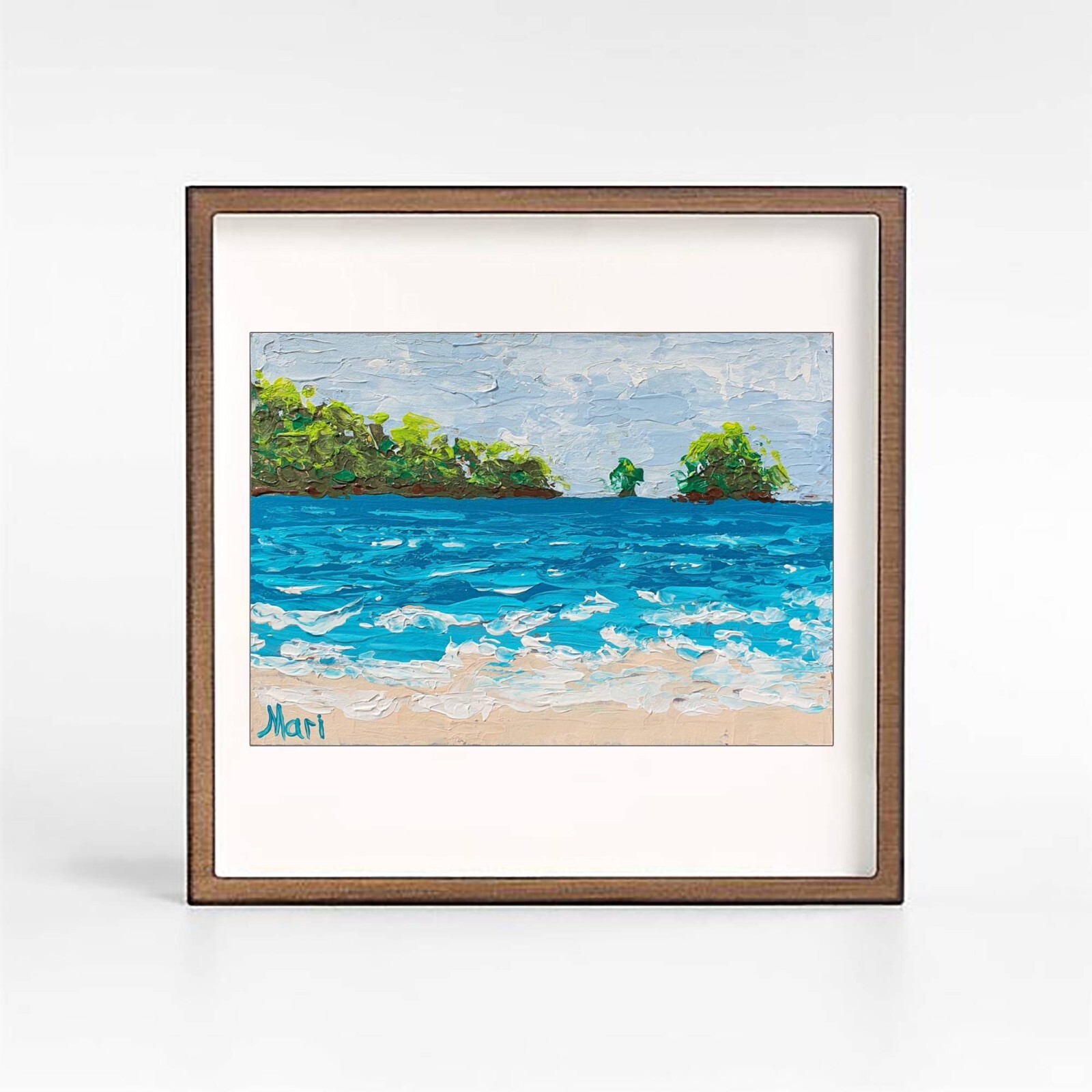 Seascape Painting Ocean Beach Original Acrylic Art 8×6 Tropical Island Decor