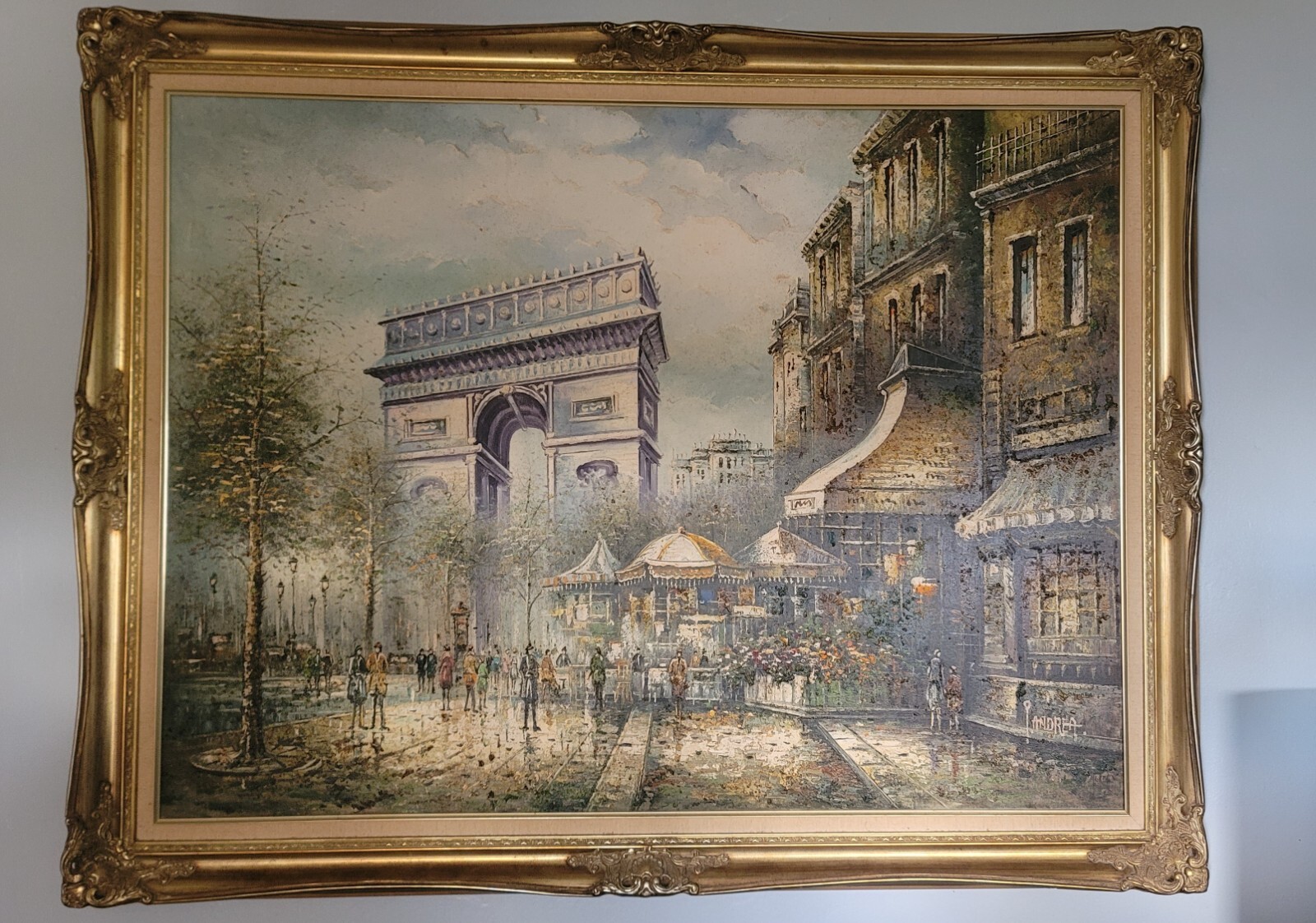 P ANDREA OIL PAINTING l’ARC DE TRIOMPHE LARGE FRAME