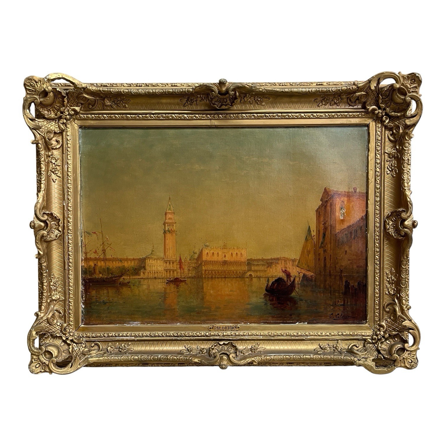 Original Charles Clement Calderon (1864-1932) Venice Oil On Canvas Painting