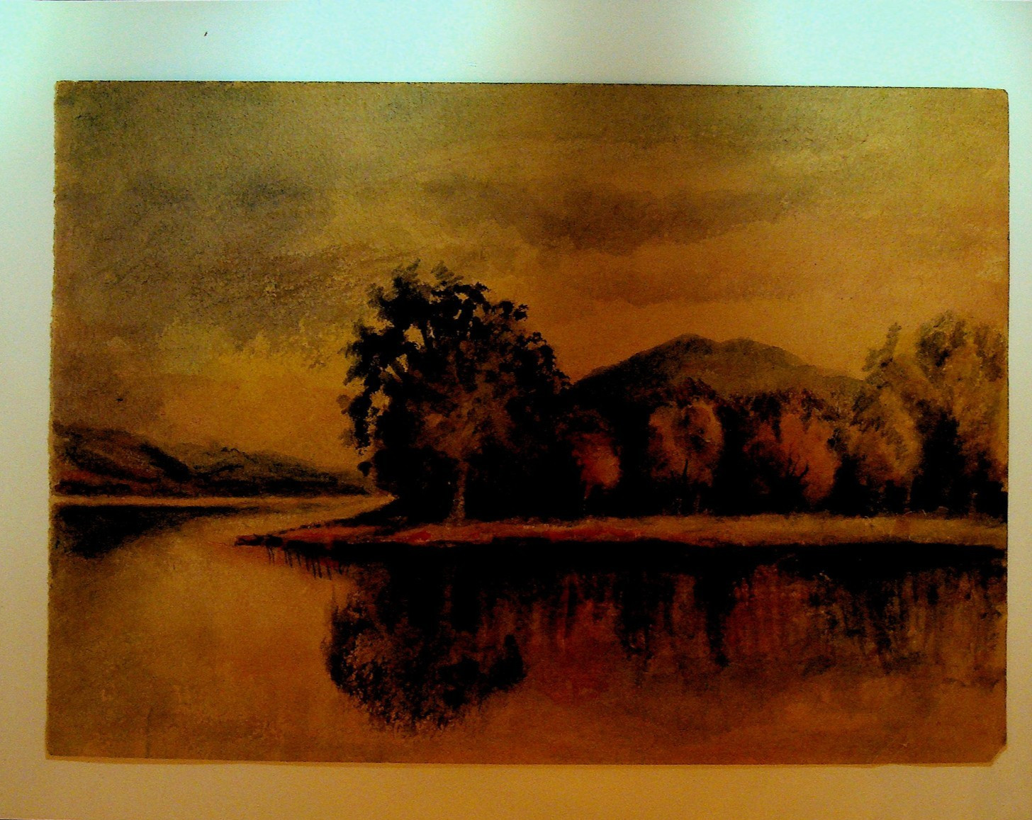 EP Cliff New Brunswick Canada Artist Watercolor Painting ca 1910 Shore Trees