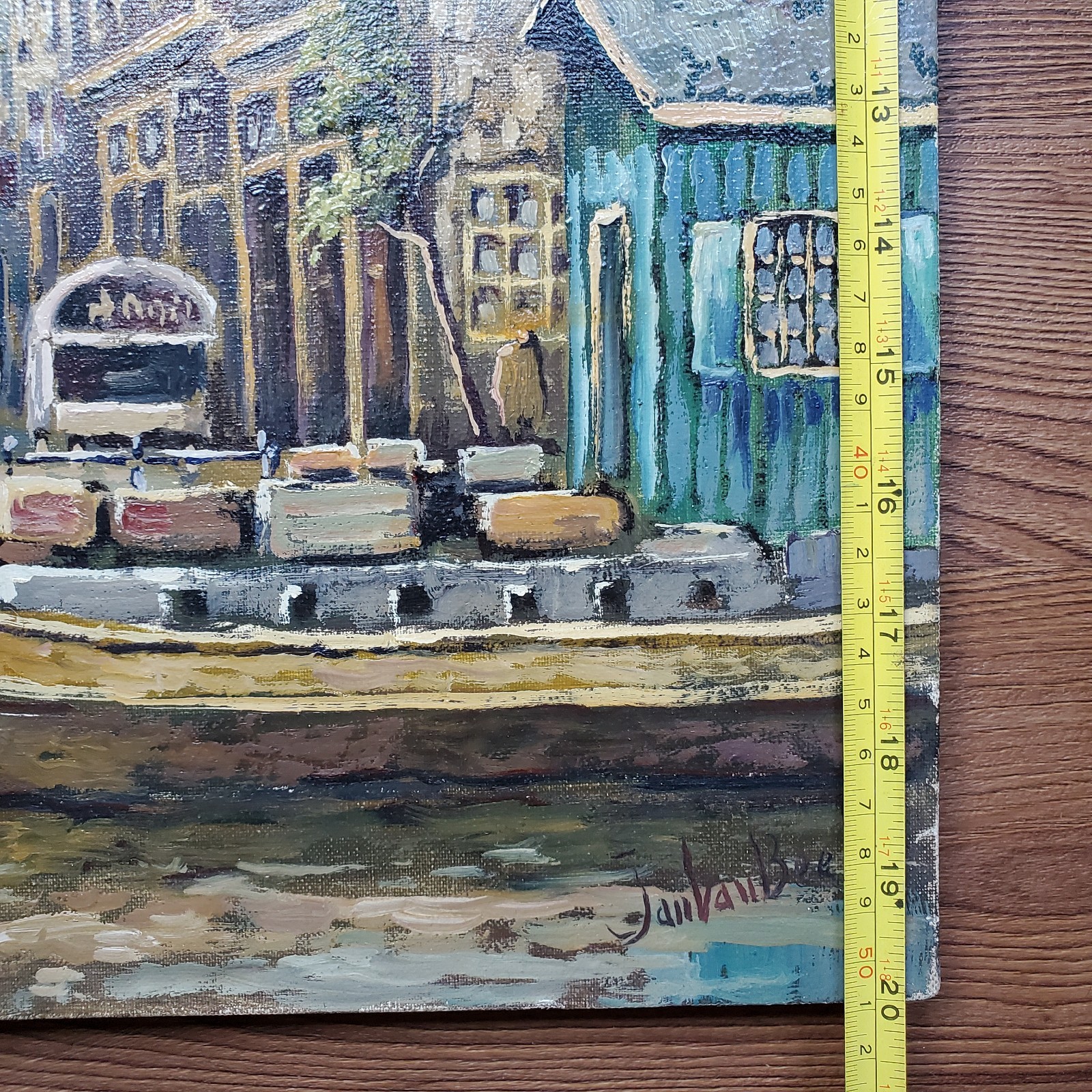 MCM JAN VAN BEEK Original Amsterdam Netherlands Canal Oil Painting Signed