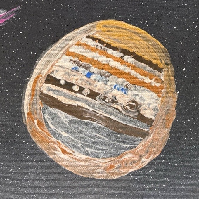 Painting Abstract Planets Outer Space Acrylic Canvas Original