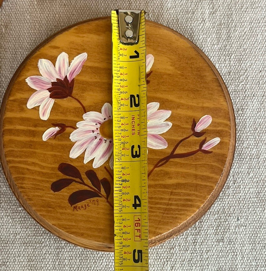 VTG Hand Painted and Signed Marge ’79 Trio of Wood Flowers Plaques Daisies, Rose