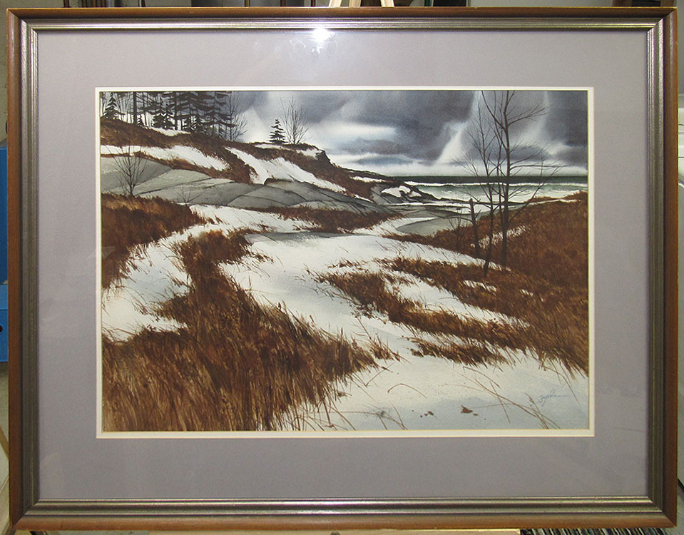 John Loughlin Large 1974 WC «Winter Sea» Listed Rhode Island with Museum Label