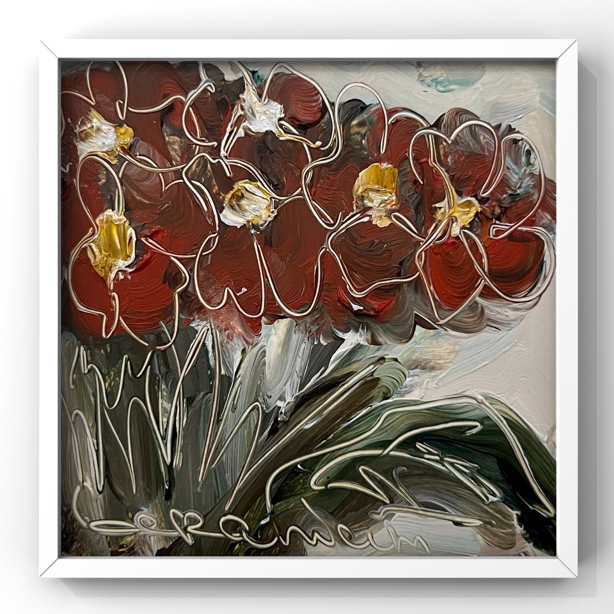 Geraniums Impressionist Art 4” Geranium Flowers Oil Painting Original Floral Art