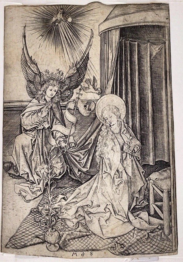 Martin Schongauer The Annunciation Old Master Engraving British Museum Stamp
