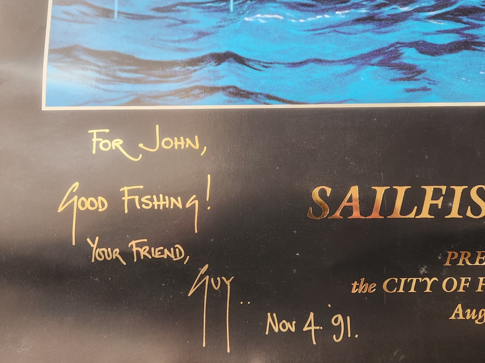 Guy Harvey Signed “Sailfish Bridge” Lithograph Ltd Editon #356/500 Personalized