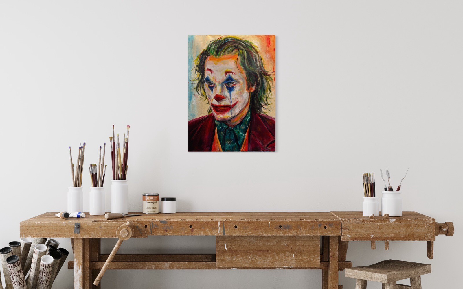 The Joker – Acrylic On Canvas Original Colorful Painting Joaquin Phoenix Batman